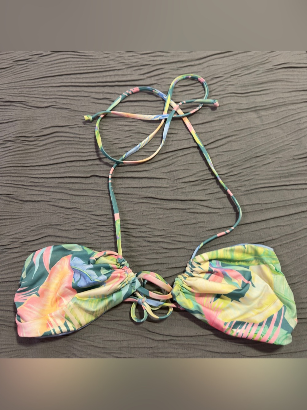Billabong Multicolor Tropical Print Bikini Top - Pink, Yellow, Green, Blue
